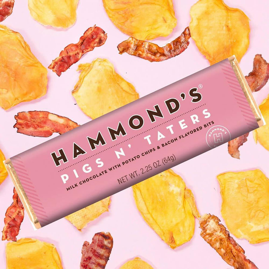 Hammond's Pigs N' Taters Milk Chocolate Bars: 12-Piece Box - Candy Warehouse