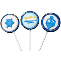 Hanukkah Hard Candy Lollipops: 12-Piece Pack - Candy Warehouse