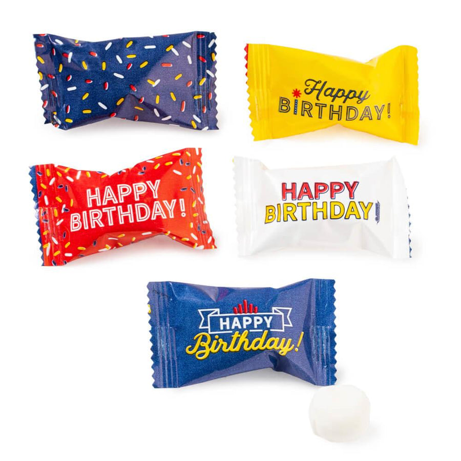 Happy Birthday Wrapped Buttermint Creams: 300-Piece Case - Candy Warehouse