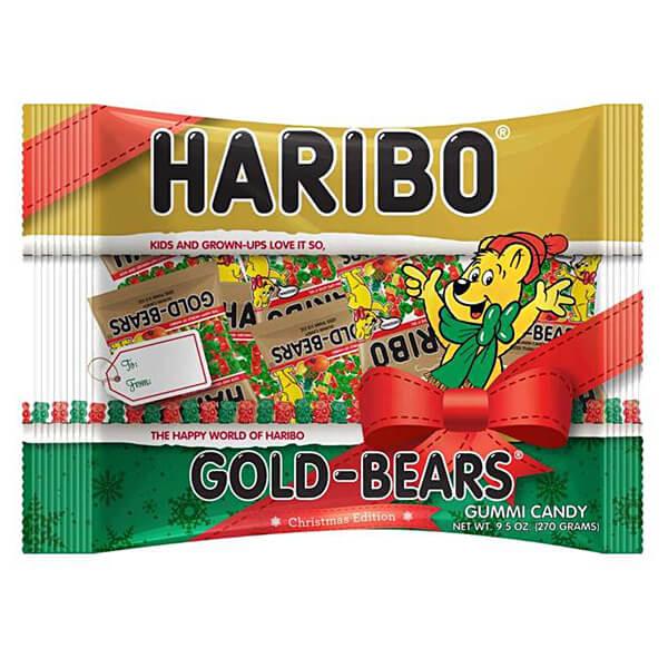 Haribo Christmas Gold-Bears Gummy Bears Candy Fun Packs: 25-Piece Bag - Candy Warehouse