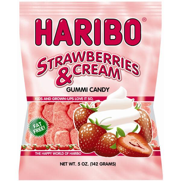 Haribo Gummy Strawberries & Creme Candy: 3.75LB Box - Candy Warehouse