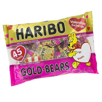 Haribo Valentine Gold-Bears Gummy Bears Candy Fun Packs: 45-Piece Bag - Candy Warehouse