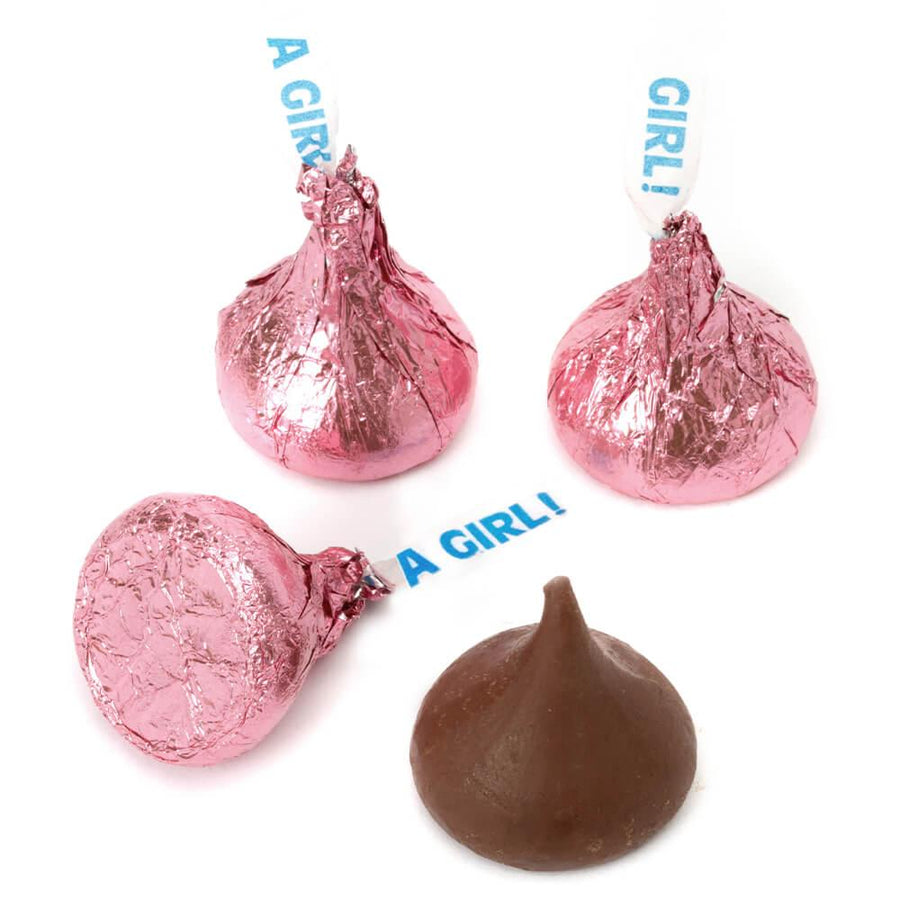 Hershey Kisses It's a Girl Pink Foiled Milk Chocolate Candy: 7-Ounce Bag - Candy Warehouse