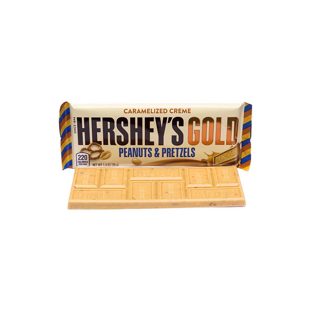 Hershey's Gold with Peanuts and Pretzels Candy Bars: 24-Piece Box - Candy Warehouse