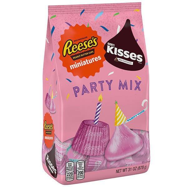 Hershey's Kisses and Reese's Peanut Butter Cups Miniatures Bulk Candy - Pink: 31-Ounce Bag - Candy Warehouse