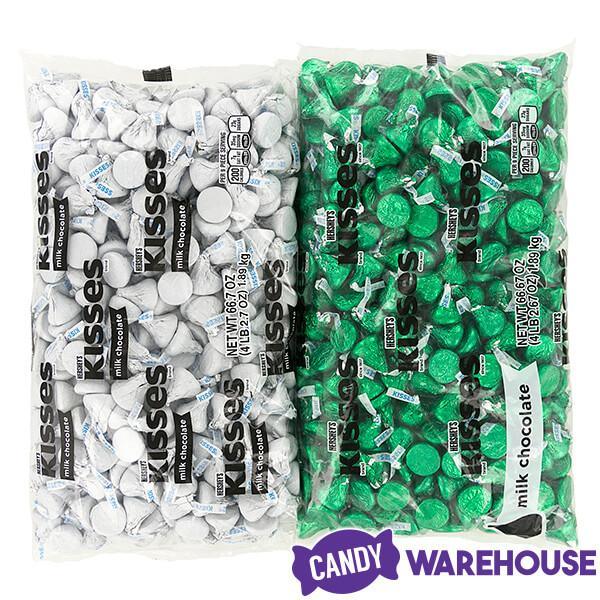 Hershey's Kisses Color Combo - Dark Green and White: 800-Piece Box - Candy Warehouse