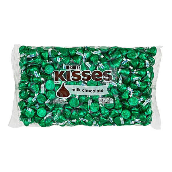 Hershey's Kisses Dark Green Foiled Milk Chocolate Candy: 400-Piece Bag - Candy Warehouse