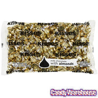 Hershey's Kisses Gold Foiled Milk Chocolate with Almonds Candy: 400-Piece Bag - Candy Warehouse