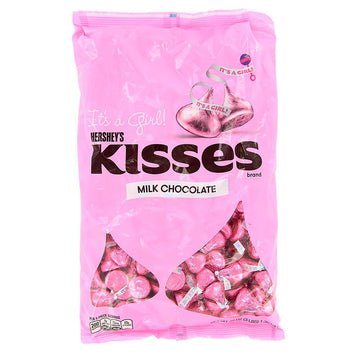 Hershey's Kisses It's a Girl Pink Foiled Milk Chocolate Candy: 3LB Bag - Candy Warehouse