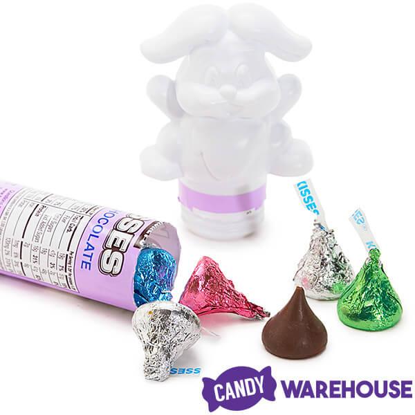 Hershey's Kisses Pastel Foiled Milk Chocolates Filled Bunny Tube - Candy Warehouse