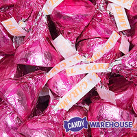 Hershey's Kisses Pink Foiled Milk Chocolates with Caramel Filling: 60-Piece Bag - Candy Warehouse
