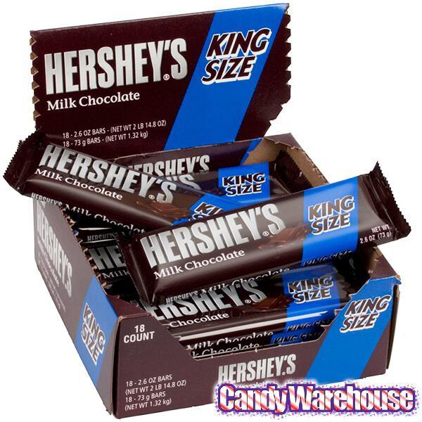Hershey's Milk Chocolate King Size Candy Bars: 18-Piece Box - Candy Warehouse