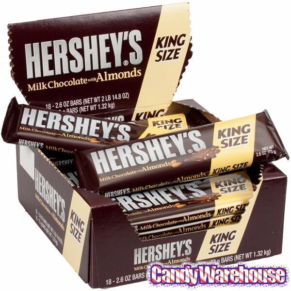 Hershey's Milk Chocolate with Almonds King Size Candy Bars: 18-Piece Box - Candy Warehouse