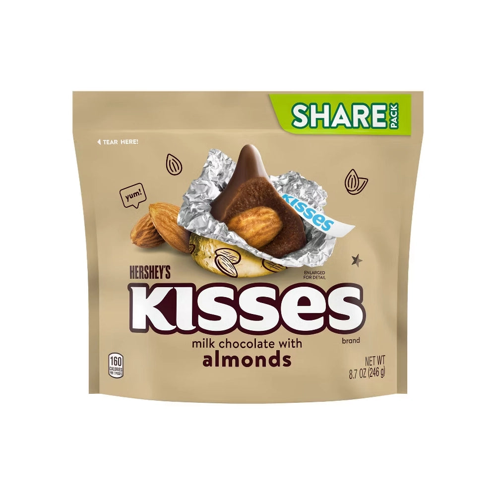 Hershey's Kisses Gold Foiled Milk Chocolate with Almonds Candy: 8.7-Ounce Bag