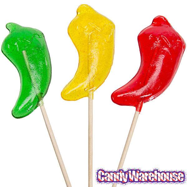 Hot Pepper Hard Candy Lollipops: 12-Piece Bag - Candy Warehouse