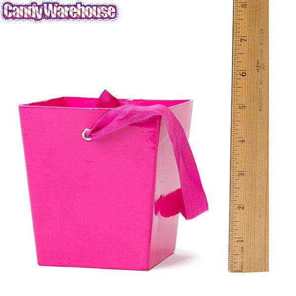 Hot Pink Cardboard Buckets with Ribbon Handles: 6-Piece Set - Candy Warehouse