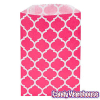 Hot Pink Casablanca Pattern Candy Bags: 25-Piece Pack - Candy Warehouse