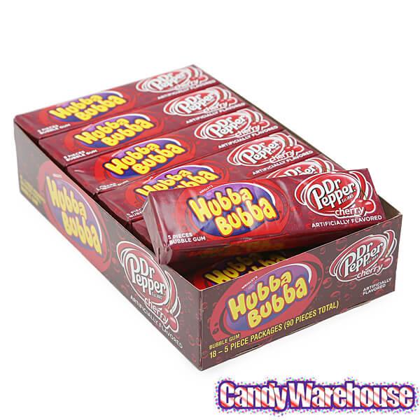 Hubba Bubba Bubble Gum Packs - Dr Pepper Cherry: 18-Piece Box - Candy Warehouse