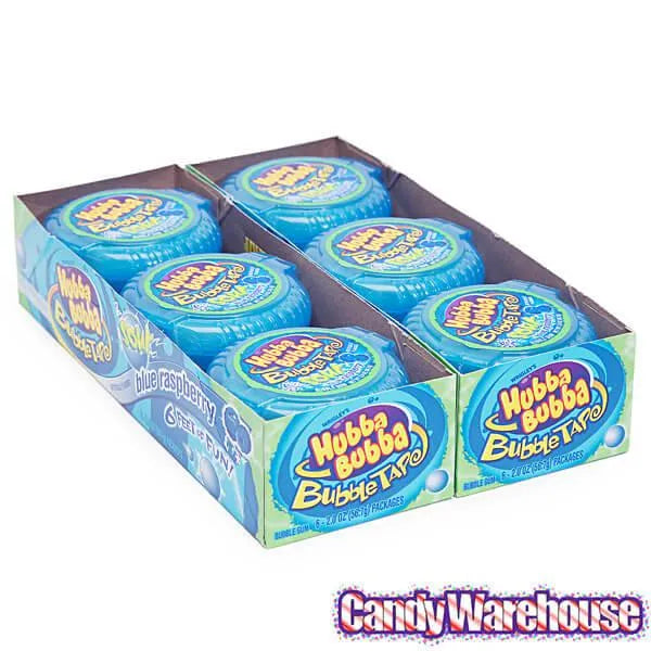 Hubba Bubba Bubble Tape Gum Rolls Sour Blue Raspberry 12Piece Box