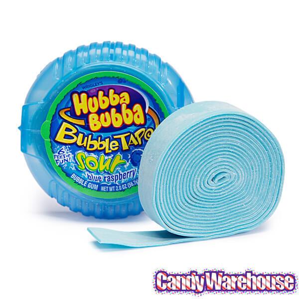 Hubba Bubba Bubble Tape Gum Rolls - Sour Blue Raspberry: 12-Piece Box - Candy Warehouse