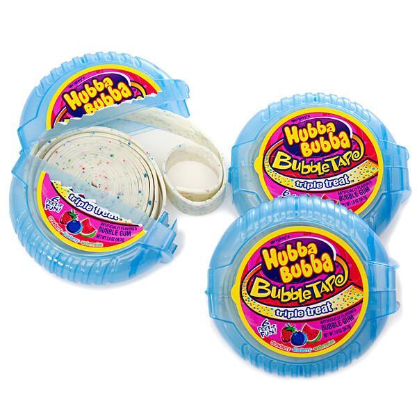 Hubba Bubba Bubble Tape Gum Rolls - Triple Treat: 12-Piece Box - Candy Warehouse