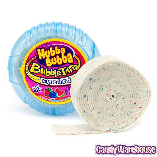Hubba Bubba Bubble Tape Gum Rolls Triple Treat 12Piece Box Candy Warehouse