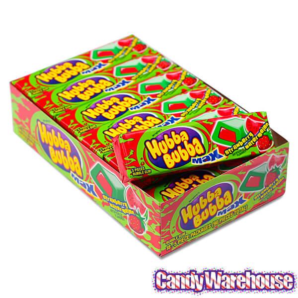 Hubba Bubba Max Bubble Gum Packs - Strawberry Watermelon: 18-Piece Box - Candy Warehouse