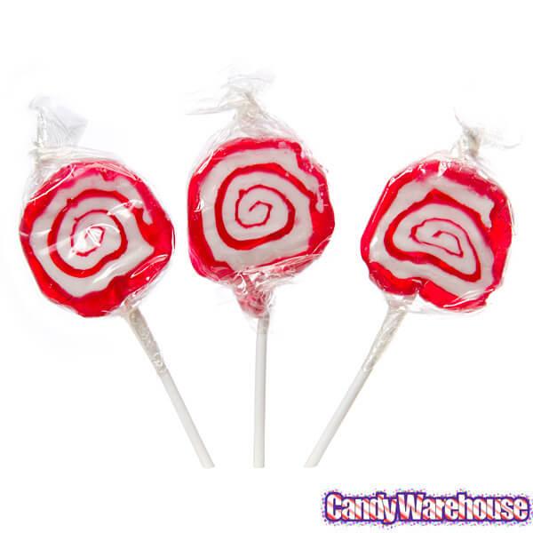 Hypno Pops Petite Swirled Lollipops - Cherry: 100-Piece Bag - Candy Warehouse