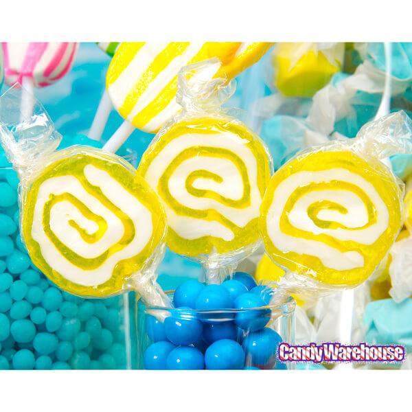 Hypno Pops Petite Swirled Lollipops - Lemon: 100-Piece Bag - Candy Warehouse