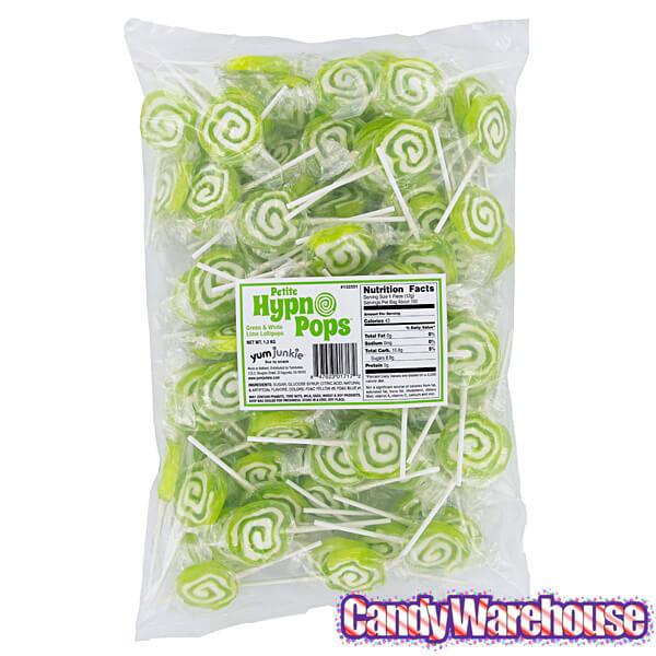 Hypno Pops Petite Swirled Lollipops - Lime: 100-Piece Bag - Candy Warehouse