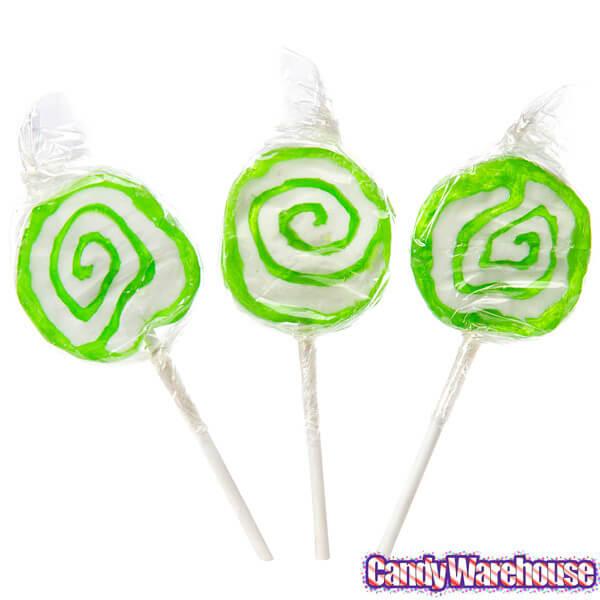 Hypno Pops Petite Swirled Lollipops - Lime: 100-Piece Bag - Candy Warehouse