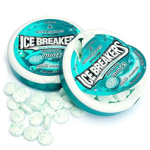 Ice Breakers Wintergreen Sugar Free Mints Packs 8Piece Box Candy