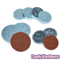 It's a Boy Foiled Chocolate Coins in Mesh Bags: 18-Piece Box - Candy Warehouse