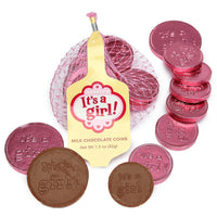 It's a Girl Foiled Chocolate Coins in Mesh Bags: 18-Piece Box - Candy Warehouse