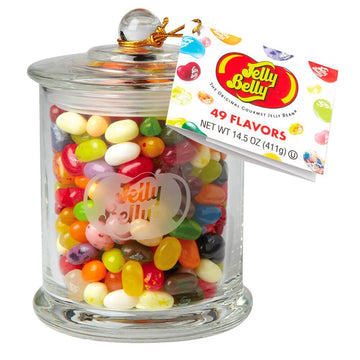 Jelly Belly 49 Flavors Jelly Beans 14.5-Ounce Glass Candy Jar - Candy Warehouse