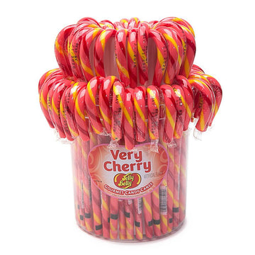 Jelly Belly Candy Canes - Very Cherry: 80-Piece Bucket - Candy Warehouse