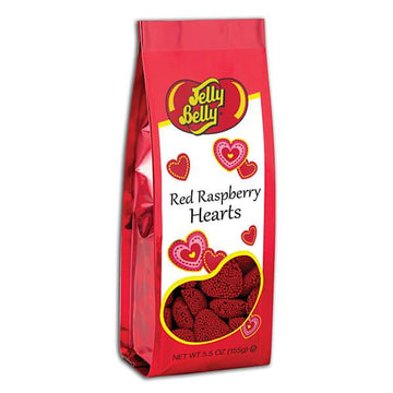 Jelly Belly Red Raspberry Hearts Candy: 5.5-Ounce Bag - Candy Warehouse