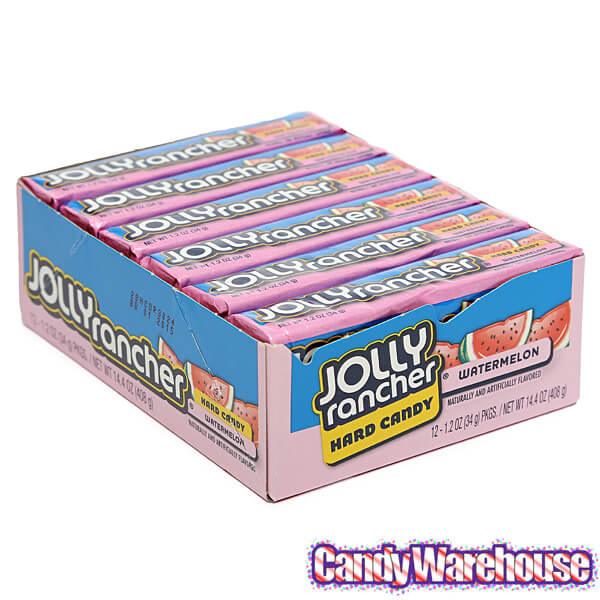 Jolly Rancher Hard Candy Squares Bars - Watermelon: 12-Piece Box - Candy Warehouse