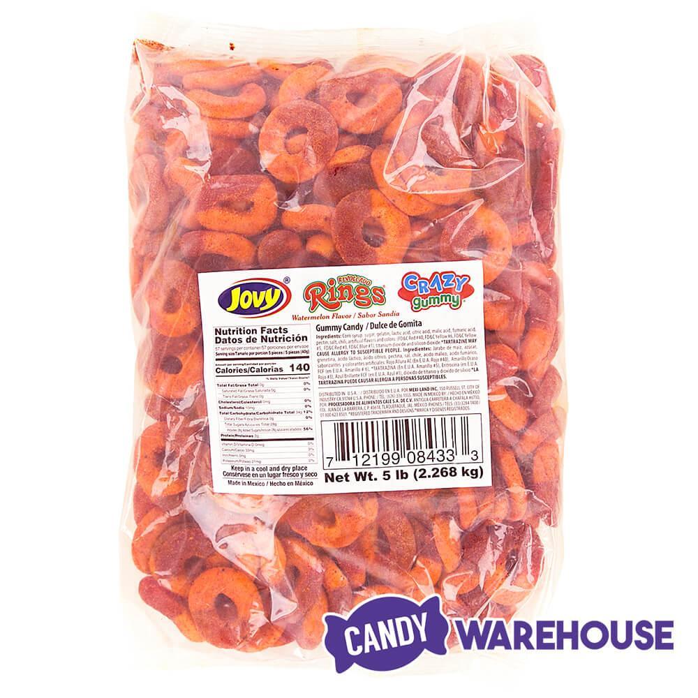 Jovy Crazy Gummy Rings Chamoy Candy - Watermelon: 5LB Bag - Candy Warehouse