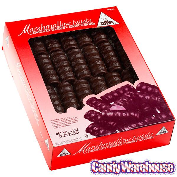 Joyva Cherry Marshmallow Chocolate Twists: 5LB Box - Candy Warehouse