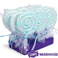 Jumbo Marshmallow Roller Pops - Blue: 18-Piece Box - Candy Warehouse