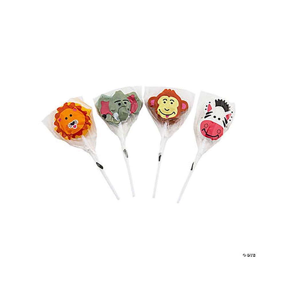 Jungle Safari Animal Character Lollipops: 12-Piece Box - Candy Warehouse