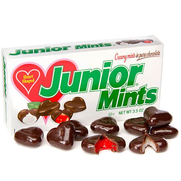 Junior Mints Heart Shaped Candy 3.5-Ounce Packs: 12-Piece Box - Candy Warehouse