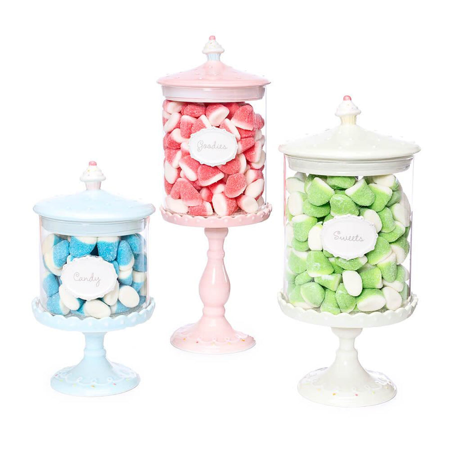 Just Desserts Pedestal Candy Jars: Set of 3 - Candy Warehouse