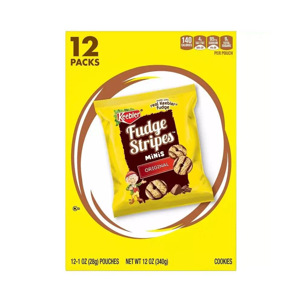 Keebler Fudge Stripes Minis Original Cookies Bags: 12-Piece Box - Candy Warehouse