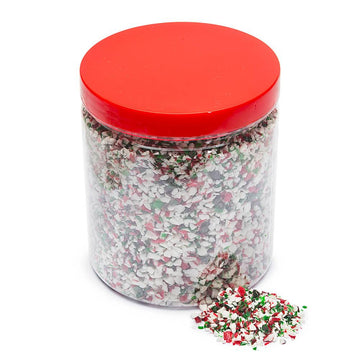 King Leo Crushed Peppermint Candy Cane Bits in Red, Green, and White: 1LB Jar - Candy Warehouse
