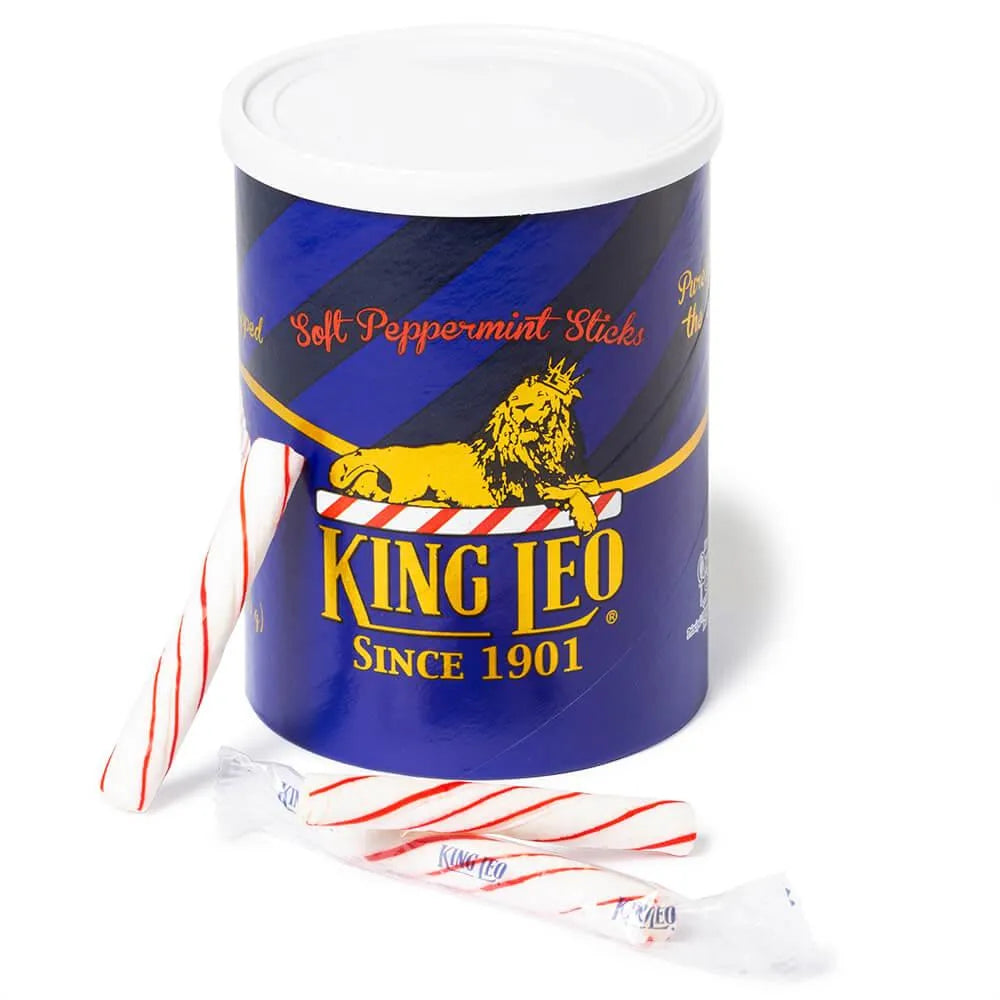 Kings Mints King Leo Soft Peppermint Candy Sticks: 40-Piece Tin – Candy Warehouse