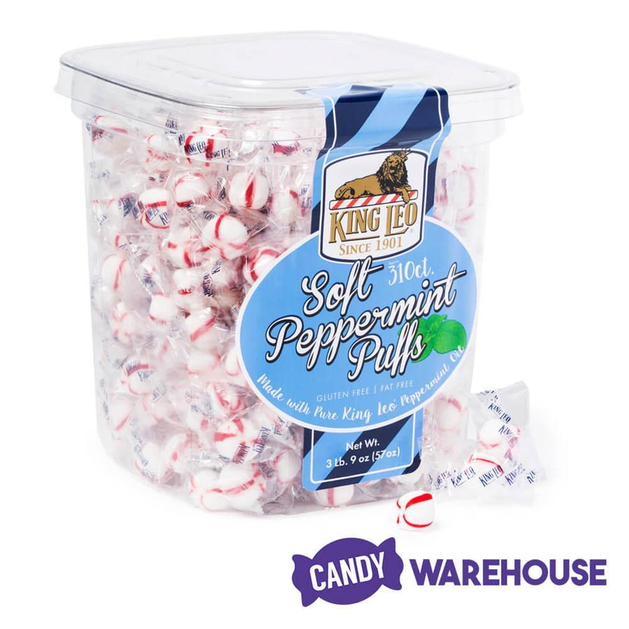 King Leo Soft Peppermint Puff Candy: 310 Piece Tub - Candy Warehouse