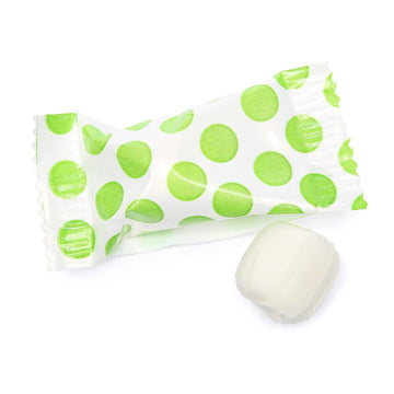 Kiwi Green Polka Dots Wrapped Butter Mint Creams: 300-Piece Case - Candy Warehouse