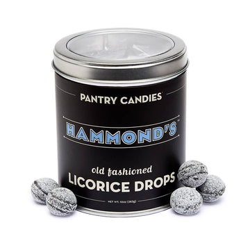 Licorice Drops Hard Candy: 10-Ounce Tin - Candy Warehouse